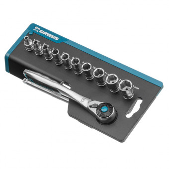 Набор торцевых головок 1/4", CrV 12 предметов Gross Набор торцевых головок 1/4", CrV 12 предметов Gross