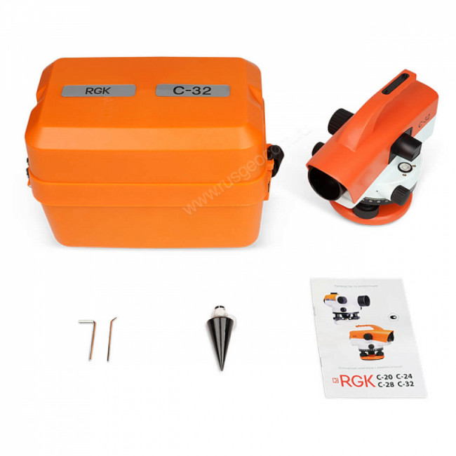 Комплект оптический нивелир RGK C-32 с поверкой + штатив S6-N + рейка AMO S4