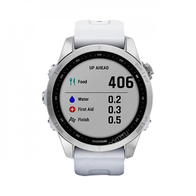 Часы Garmin Fenix 7S серебристый с белым силиконовым ремешком Часы Garmin Fenix 7S серебристый с белым силиконовым ремешком