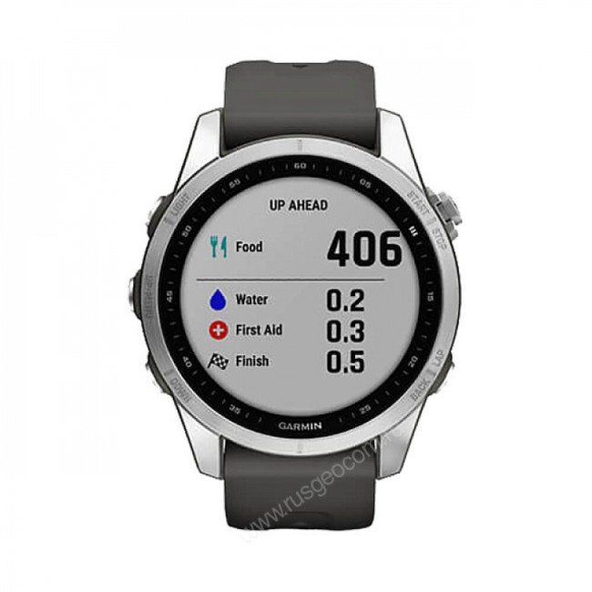 Часы Garmin Fenix 7S серебристый с графитовым силиконовым ремешком Часы Garmin Fenix 7S серебристый с графитовым силиконовым ремешком