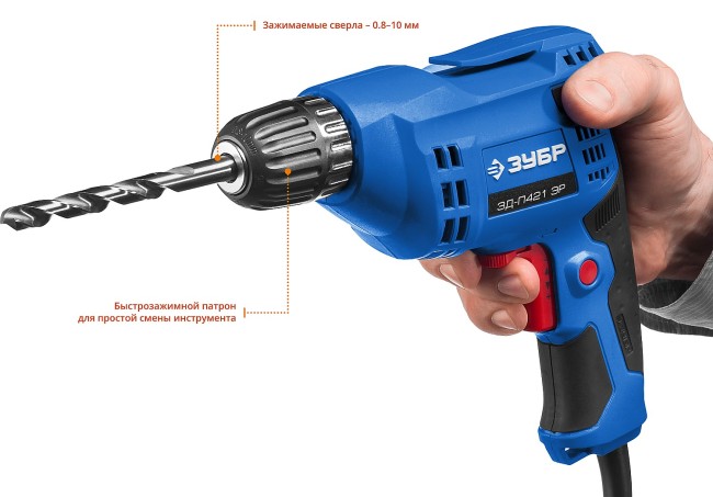 Дрель безударная ЗД-П421 ЭР ЗУБР