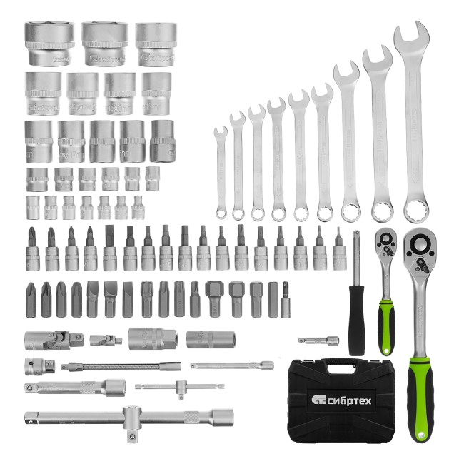 Набор инструмента 1/2", 1/4" 83 предмета Сибртех Набор инструмента 1/2", 1/4" 83 предмета Сибртех
