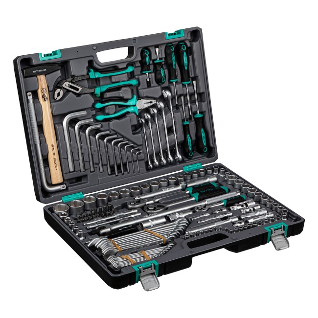 Набор инструментов 1/2",3/8", 1/4", CrV 142 предмета Stels Набор инструментов 1/2",3/8", 1/4", CrV 142 предмета Stels